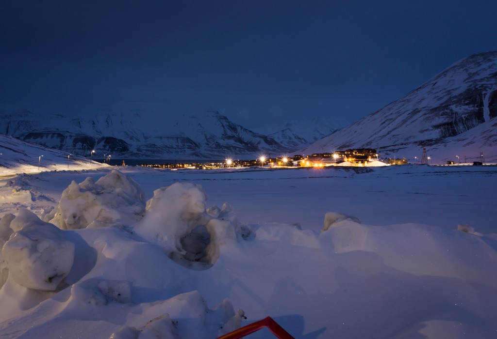 Night view over Longyearbyen - svalbard